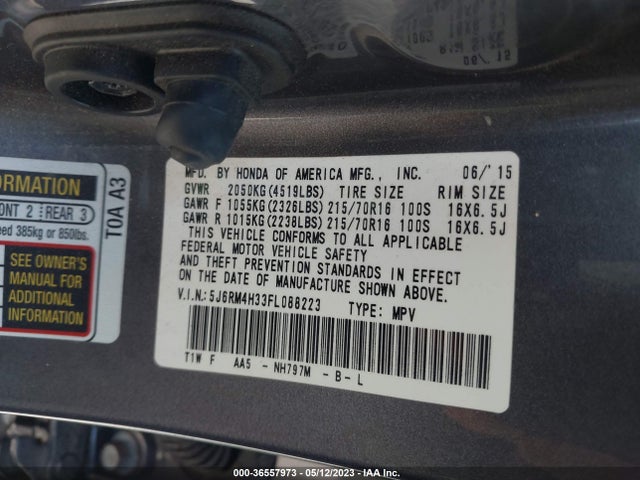 Honda CR-V LX 2015 5J6RM4H33FL088223 Image 9