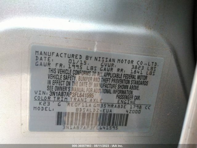 3N1AB7AP3FL641595 Nissan Sentra Sr/sl/s/sv/fe+ S