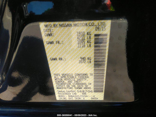 Nissan Altima 2.5 Sv 2015 1N4AL3AP9FC568706 Image 10