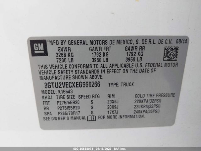 3GTU2VECXEG560266 GMC Sierra 1500 Slt