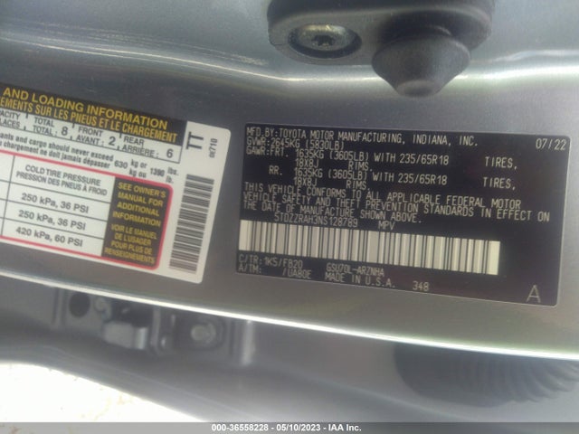 Toyota Highlander Le 2022 5TDZZRAH3NS128789 Image 9