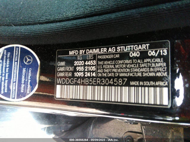 2014 MERCEDES-BENZ C-CLASS C 250 VIN: WDDGF4HB5ER304587