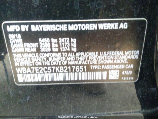 WBA7E2C57KB217651 BMW 7 Series 740i