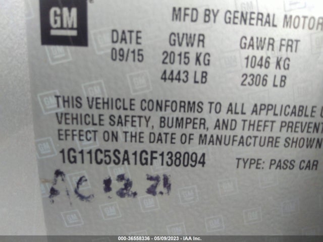 Chevrolet Malibu Limited Lt 2016 1G11C5SA1GF138094 Image 9