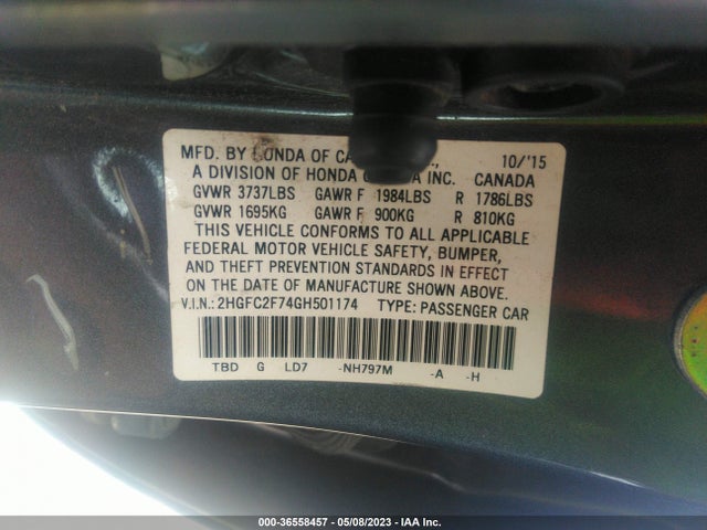 Honda Civic Sedan Ex 2016 2HGFC2F74GH501174 Image 10