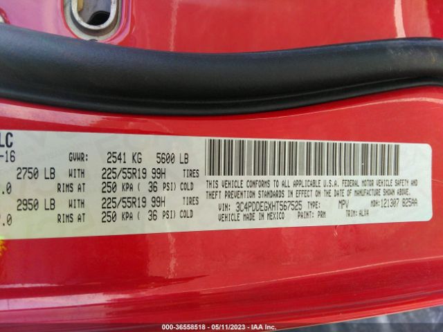 3C4PDDEGXHT567525 Dodge JOURNEY GT