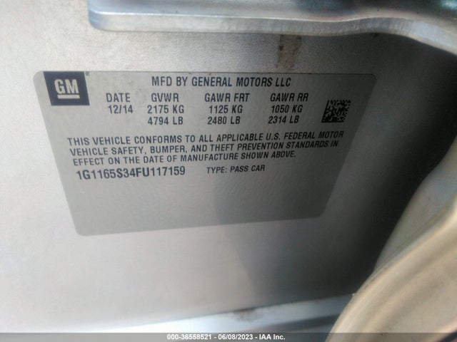 Chevrolet IMPALA LTZ 2015 1G1165S34FU117159 Image 10