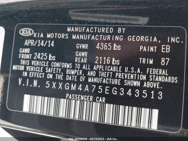 5XXGM4A75EG343513 KIA Optima Lx