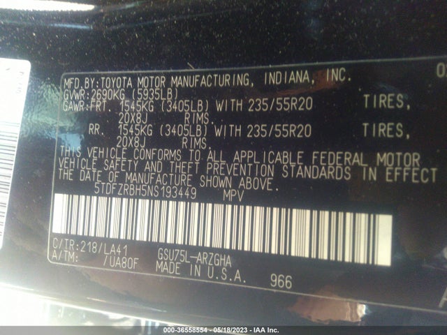 Toyota Highlander Platinum 2022 5TDFZRBH5NS193449 Image 10