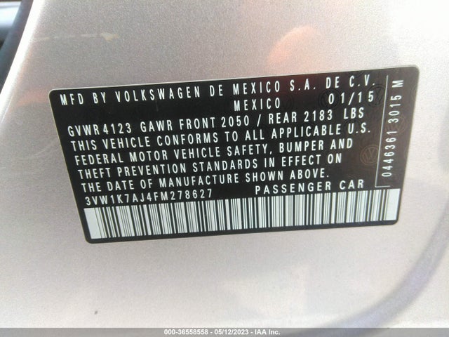 3VW1K7AJ4FM278627 Volkswagen Jetta Sedan 2.0l S