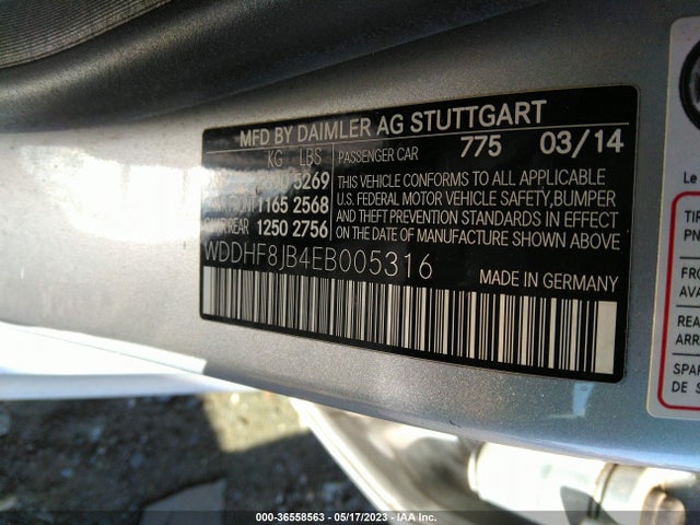 2014 MERCEDES-BENZ E-CLASS E 350 VIN: WDDHF8JB4EB005316