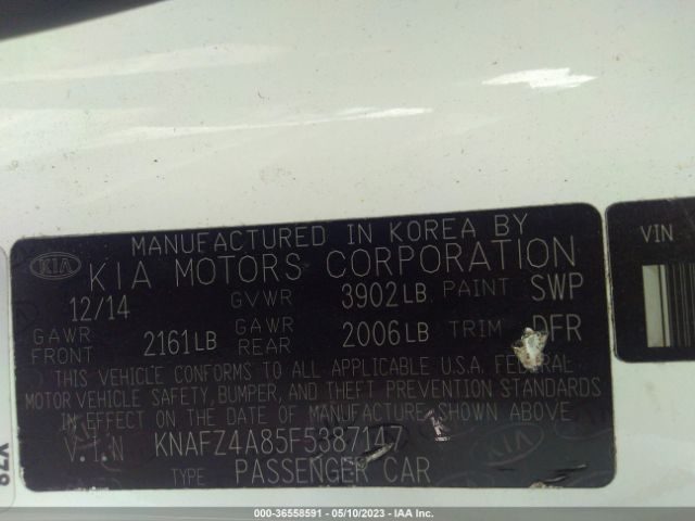 KNAFZ4A85F5387147 KIA FORTE EX