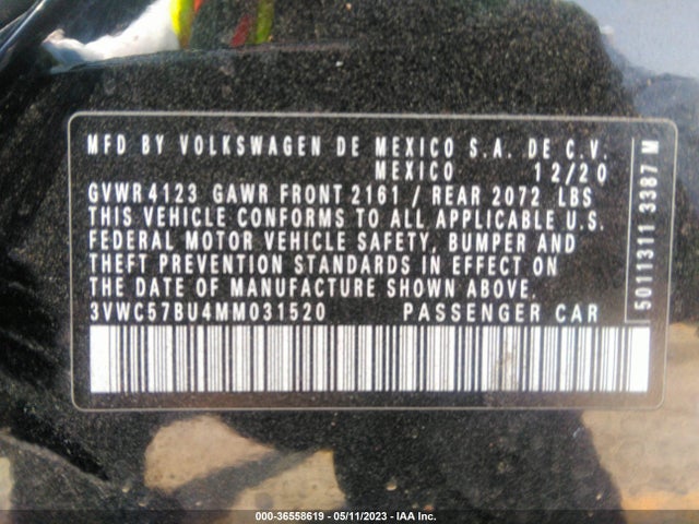 3VWC57BU4MM031520 Volkswagen Jetta S/se/r-line