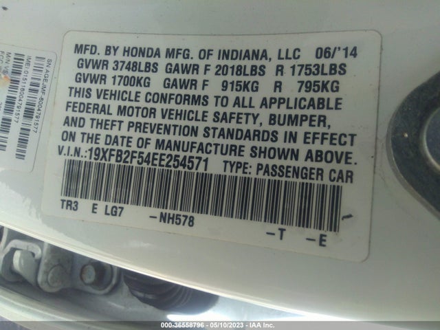 Honda Civic Sedan Lx 2014 19XFB2F54EE254571 Image 9