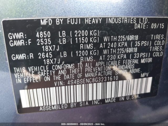 4S4BSENC8G3231610 Subaru Outback 3.6r Limited