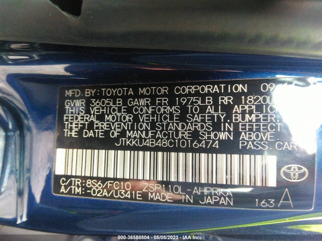 2012 SCION XD VIN: JTKKU4B48C1016474