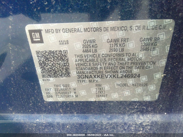 Chevrolet EQUINOX LT 2019 3GNAXKEVXKL246924 Image 9