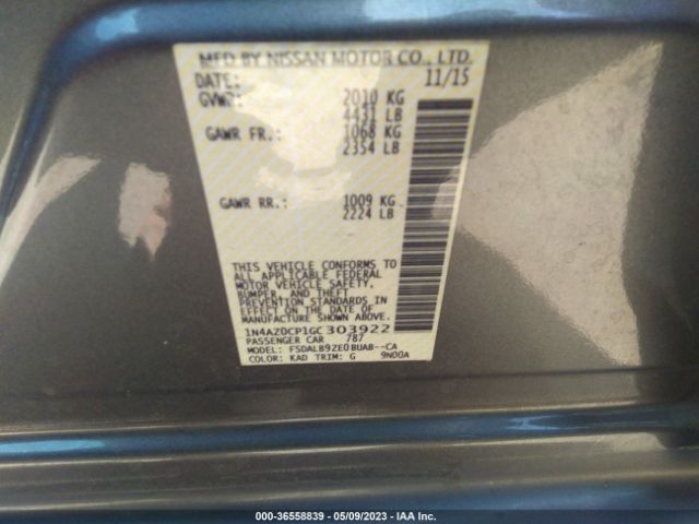 1N4AZ0CP1GC303922 Nissan LEAF S