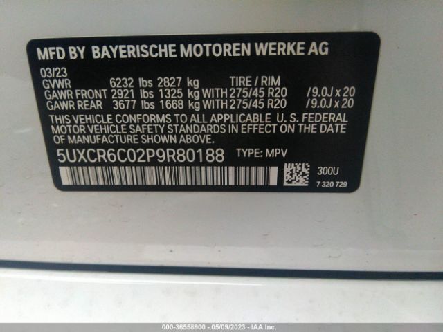 5UXCR6C02P9R80188 BMW X5 Xdrive40i