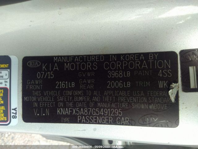 KNAFX5A87G5491295 KIA Forte 5-door Ex