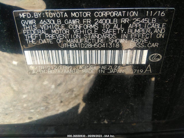 JTHBA1D28H5041318 Lexus Is Is Turbo