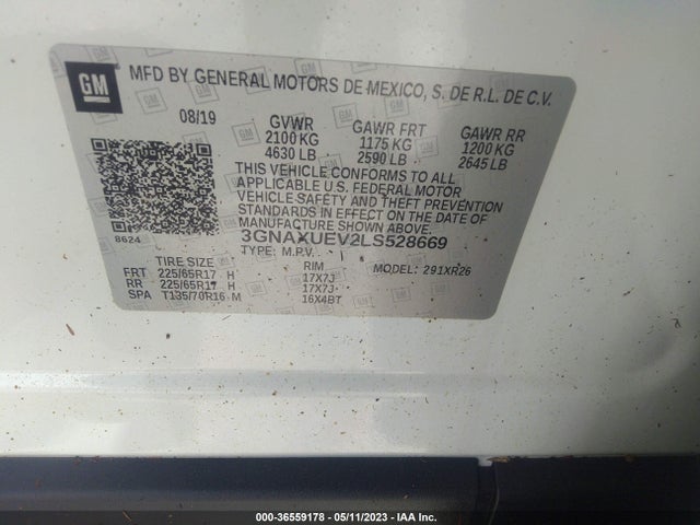 Chevrolet EQUINOX LT 2020 3GNAXUEV2LS528669 Image 9