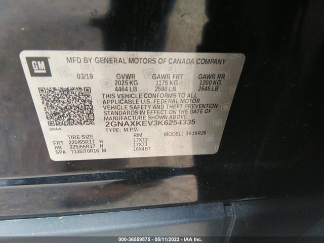Chevrolet EQUINOX LT 2019 2GNAXKEV3K6254335 Image 9
