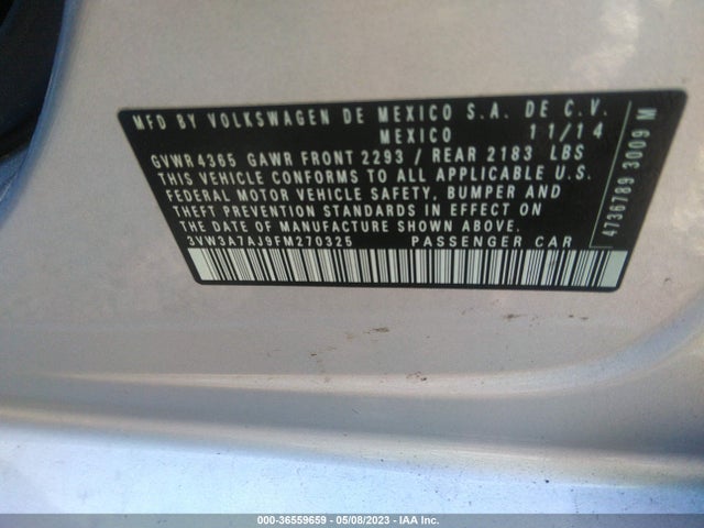 Aukcja sprzedaży 2015 Volkswagen Jetta Sedan 2.0l Tdi Se, vin: 3VW3A7AJ9FM270325, numer aukcji: 36559659