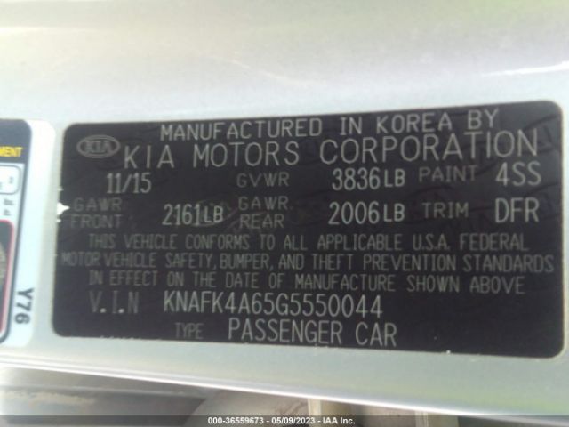 KNAFK4A65G5550044 KIA FORTE LX