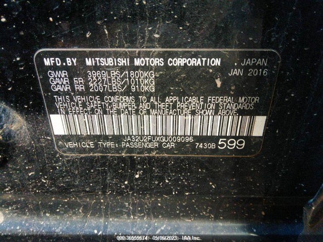JA32U2FUXGU009096 Mitsubishi LANCER ES