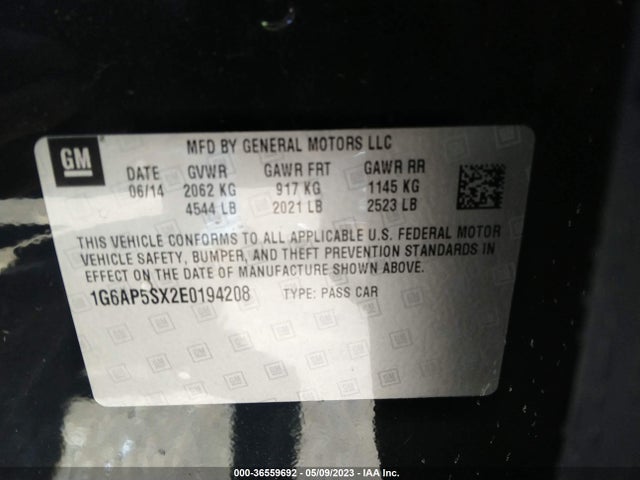 1G6AP5SX2E0194208 Cadillac Cts Sedan Rwd
