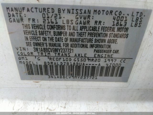 3N1AB8CV9MY237721 Nissan SENTRA SV