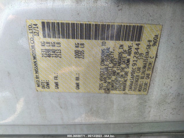 Nissan Maxima 3.5 Sv W/premium Pkg 2014 1N4AA5AP0EC912844 Image 10
