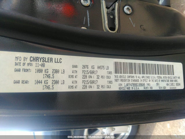2009 JEEP COMPASS SPORT VIN: 1J4FF47B99D189609
