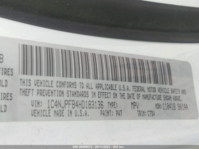 1C4NJPFB4HD183136 Jeep Patriot Latitude