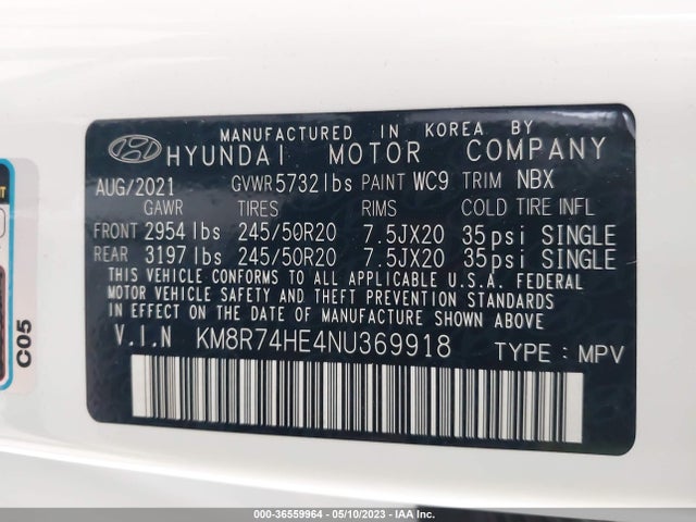 Hyundai Palisade Calligraphy 2022 KM8R74HE4NU369918 Image 10