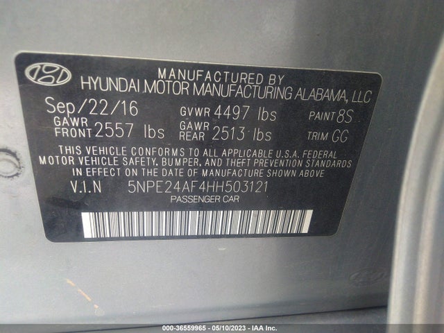 Hyundai SONATA SE 2017 5NPE24AF4HH503121 Image 9