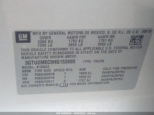 3GTU2MEC8HG153688 GMC Sierra 1500 Sle