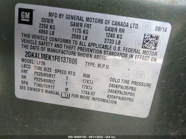 2GKALMEK1F6137806 GMC Terrain Sle