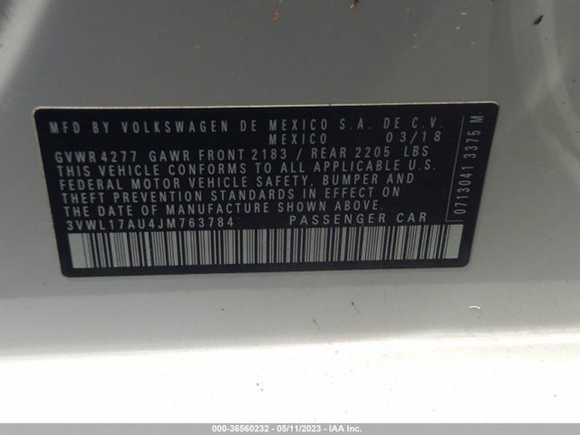 2018 Volkswagen Golf, VIN: 3VWL17AU4JM763784