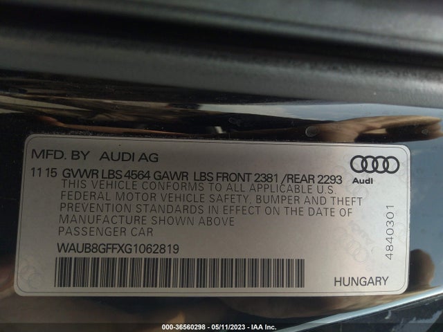 WAUB8GFFXG1062819 Audi A3 2.0t Premium