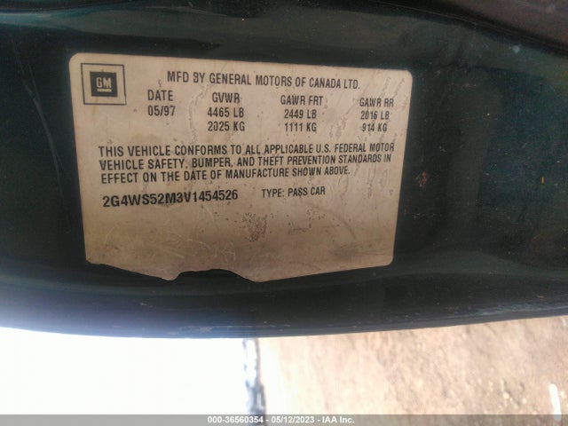 1997 BUICK CENTURY CUSTOM VIN: 2G4WS52M3V1454526
