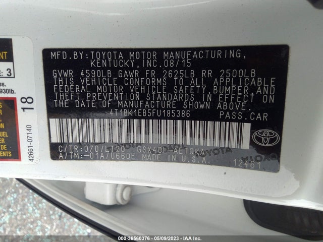 Toyota AVALON LIMITED 2015 4T1BK1EB5FU185386 Image 10