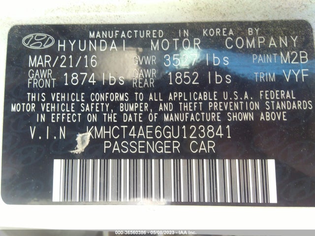 Hyundai ACCENT SE 2016 KMHCT4AE6GU123841 Image 10