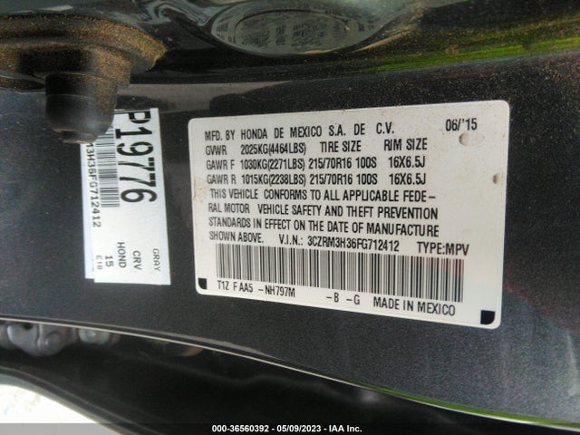 Honda CR-V LX 2015 3CZRM3H36FG712412 Image 9