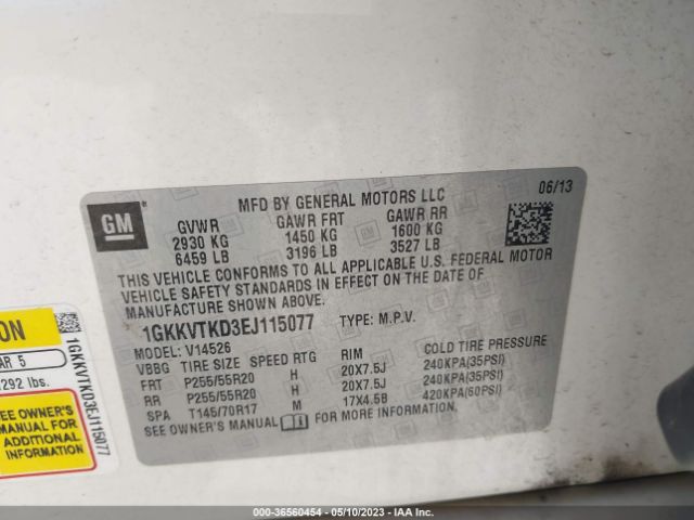 1GKKVTKD3EJ115077 GMC Acadia Denali