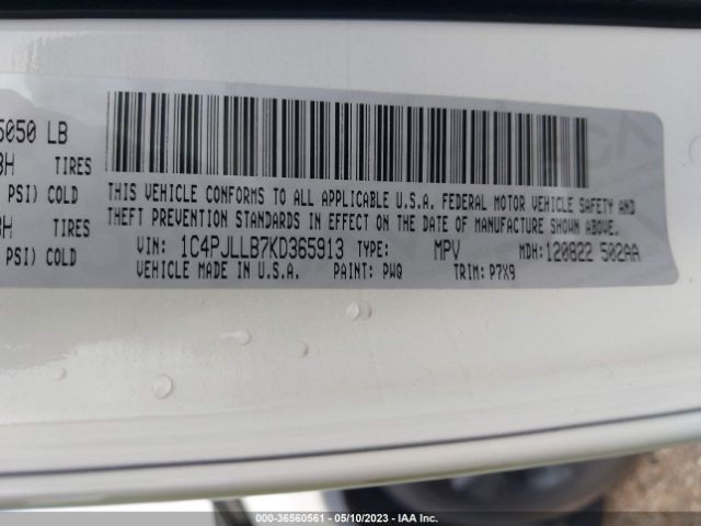 1C4PJLLB7KD365913 Jeep Cherokee Altitude
