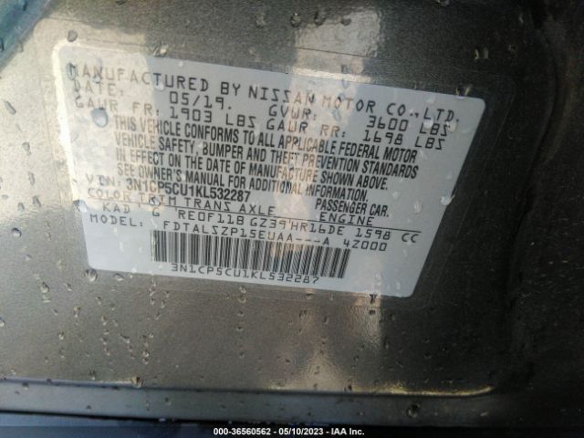 3N1CP5CU1KL532287 Nissan KICKS SV