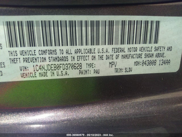 2015 JEEP COMPASS VIN: 1C4NJDEB0FD370628