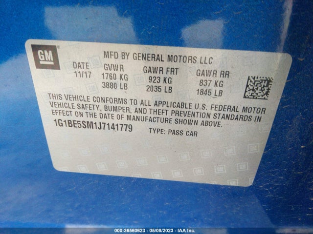 Chevrolet CRUZE LT 2018 1G1BE5SM1J7141779 Image 10